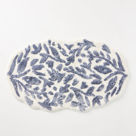 Anthropologie LUCIA Bath Mat Rug | Grey/White | Large Size 58” x 21” | Brand New - Picture 1 of 2